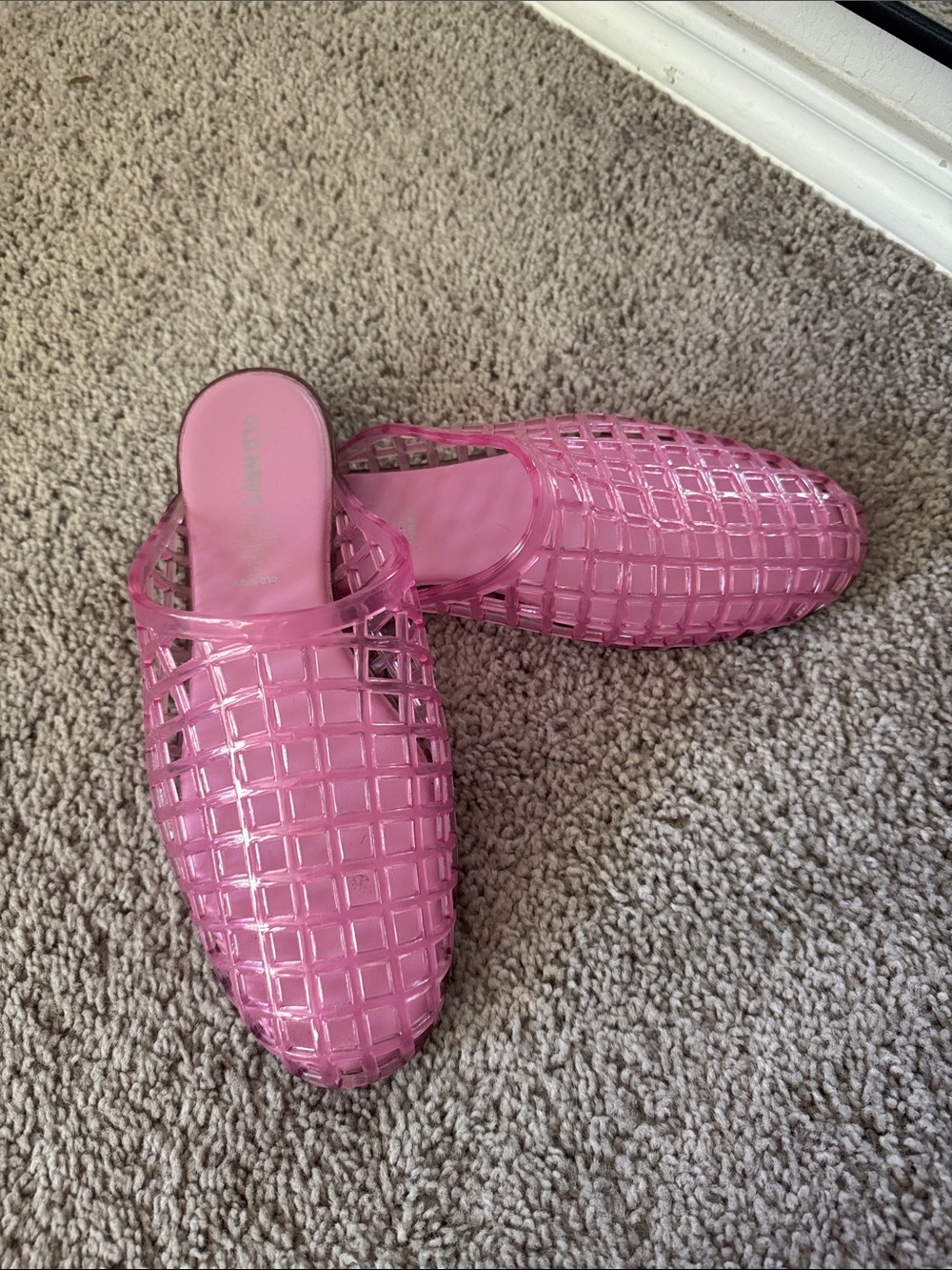 Old Navy Pink Woven Jelly Slide Mules